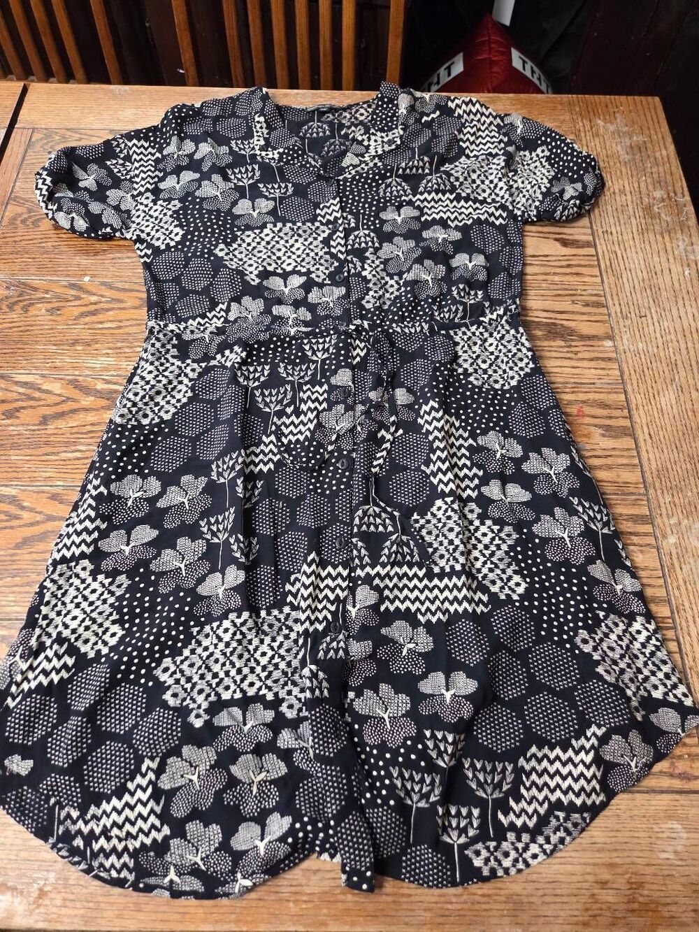 Gudrun Sjoden black&white floral dress sz Medium